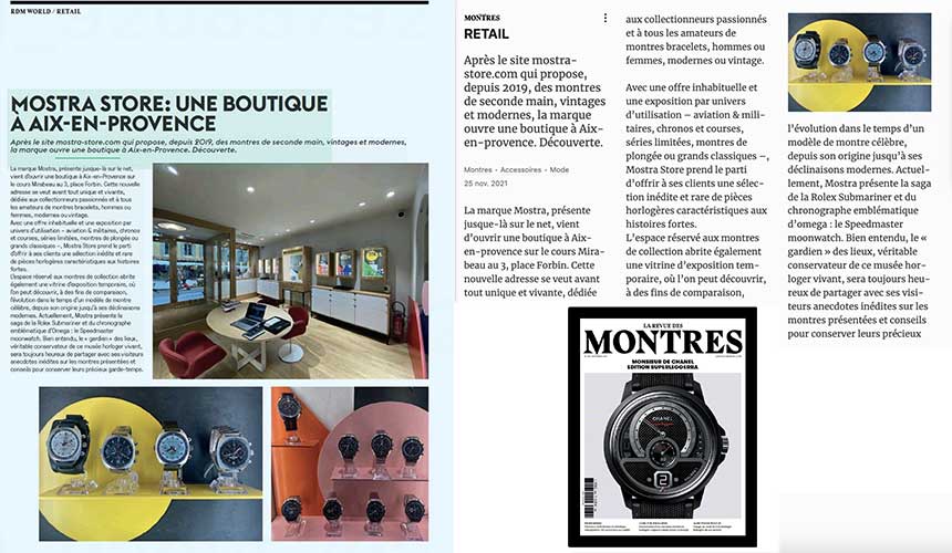 La Revue des Montres Dec 2021 boutique Mostra Store Aix en provence